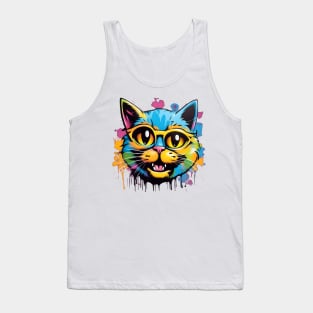 Colorful Graffiti Cat Tank Top